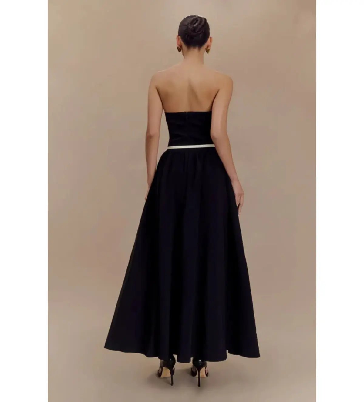 MESHKI Penny Strapless Contrast Midi Dress Black & White Size M/AU 10 photo 3
