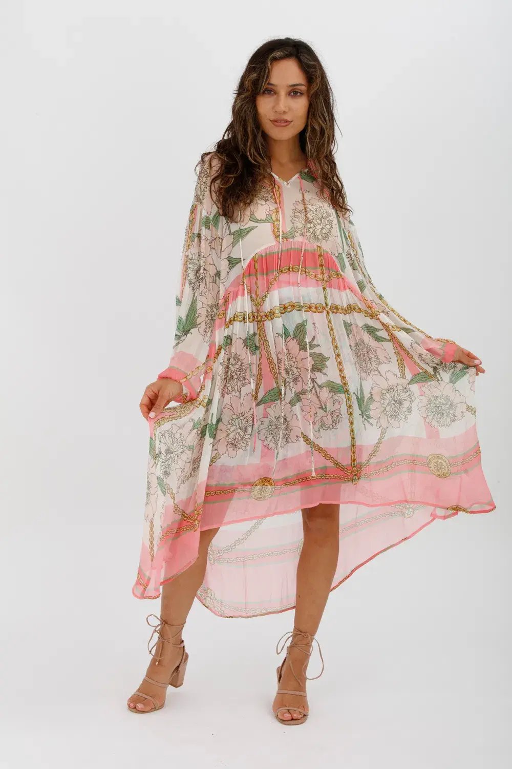 Trelise Cooper Turning Point Dress Pink Floral Print Midi Dress Size M/Au 12 photo 3