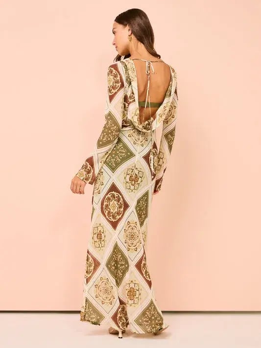 Hansen & Gretel Sundra Slip Dress in Evergreen Tile Size XL / AU 12 photo 4