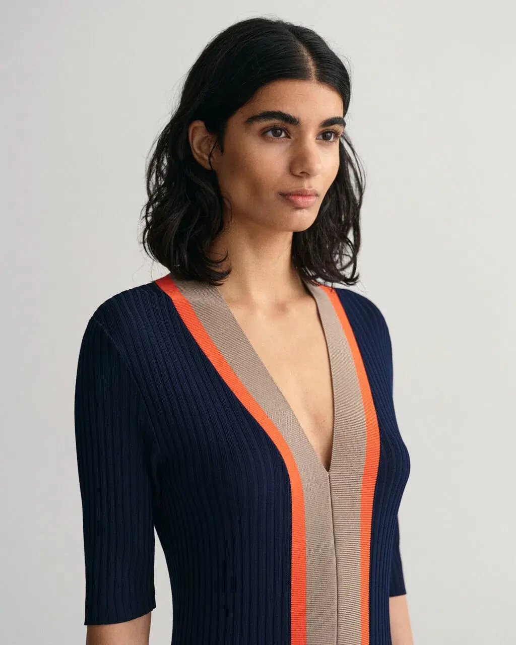 Gant Ribbed V-Neck Dress Blue Size M/10 photo 4
