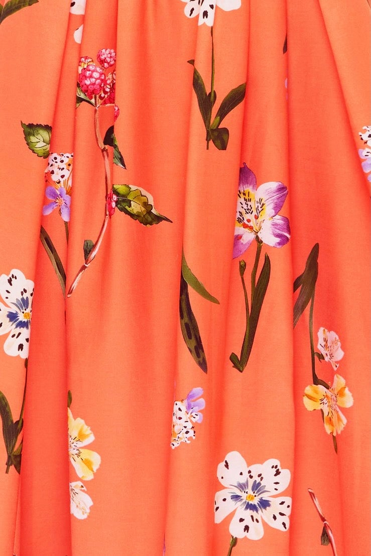 LEO LIN LYNN BUSTIER MIDI DRESS - WILD FLOWER IN CORAL photo 5