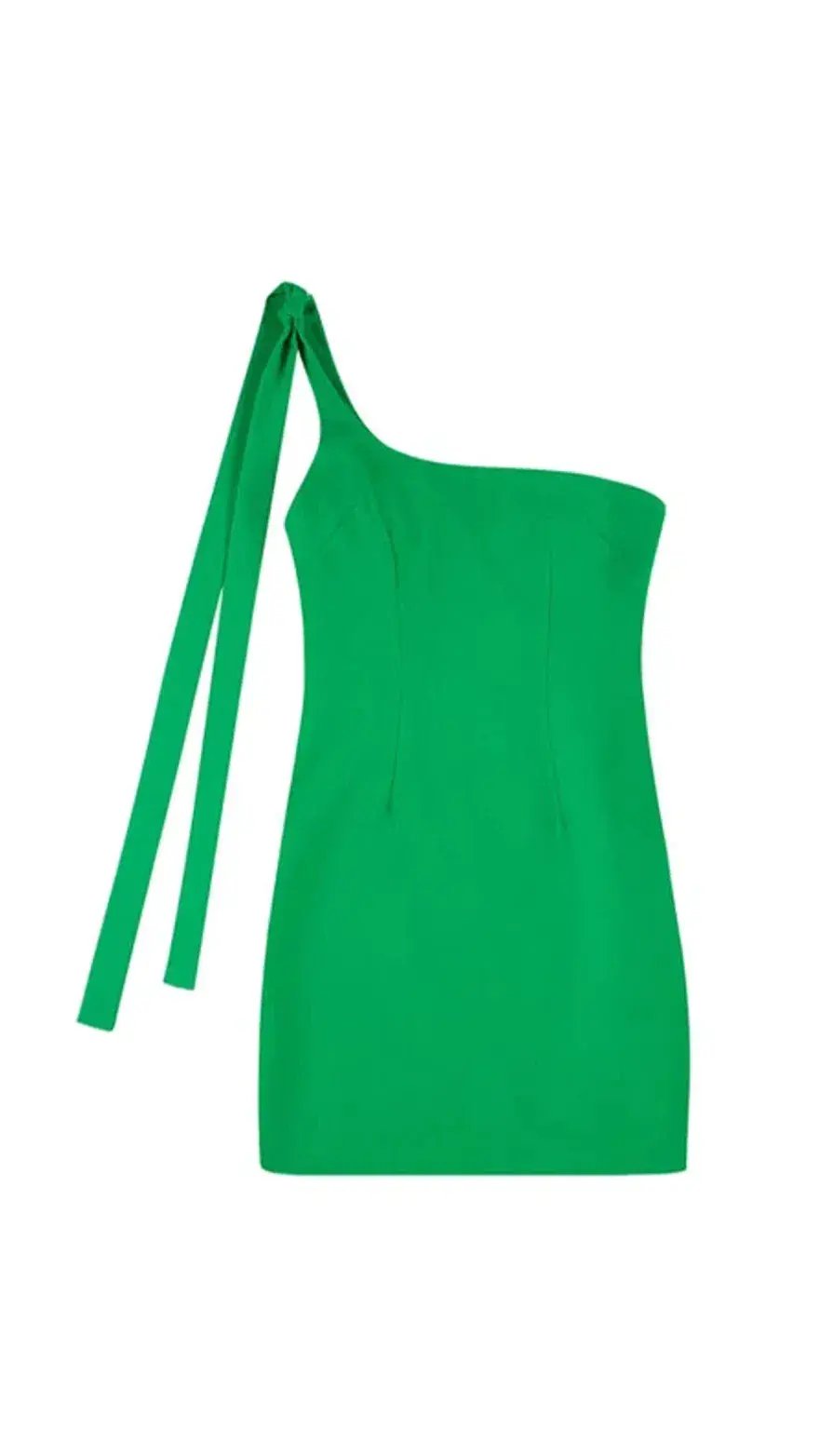 By Johnny Lean One Shoulder Mini Dress Jungle Green Size 8 photo 3