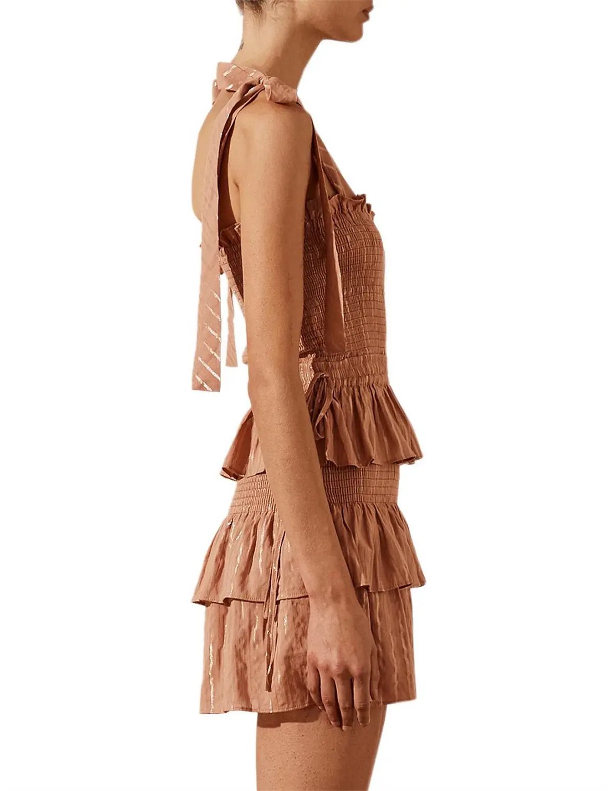 Shona Joy Corinne Shirred Mini Dress Desert Rose Size 8 photo 3
