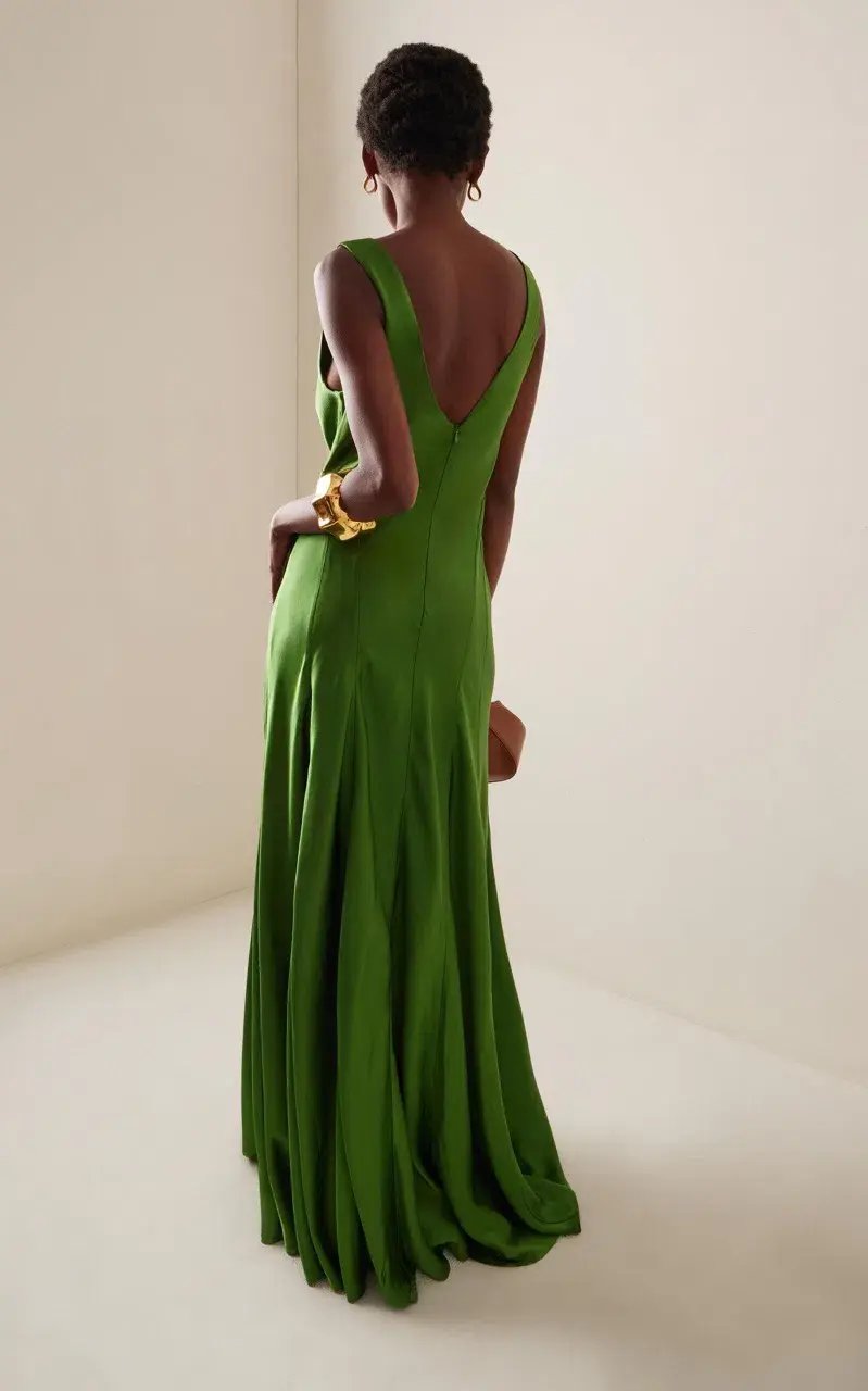 ANNA QUAN Keira Draped Maxi Dress Gown in Green Fern 10 photo 2