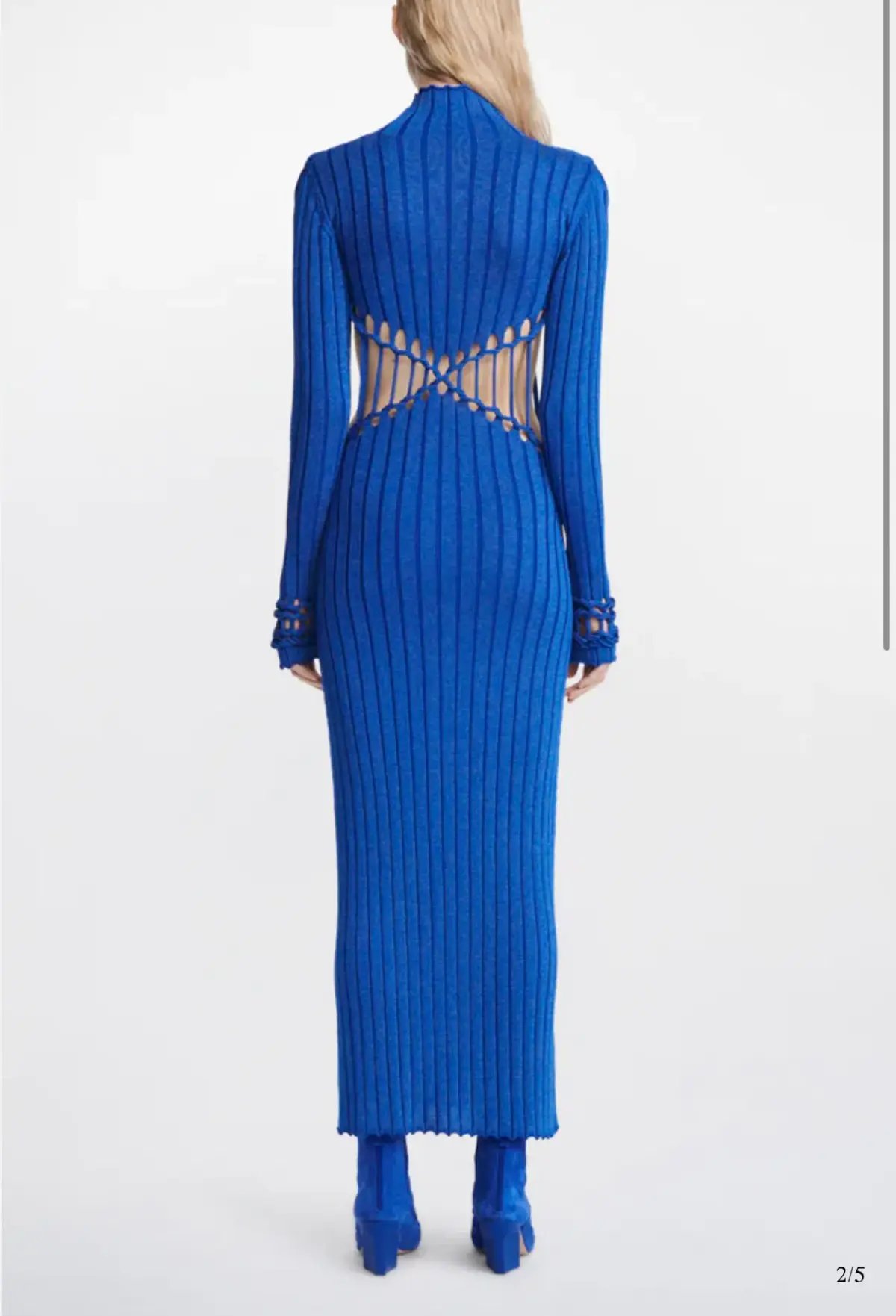 Dion Lee Braid Reflective Dress Blue Silver Size 8 photo 3