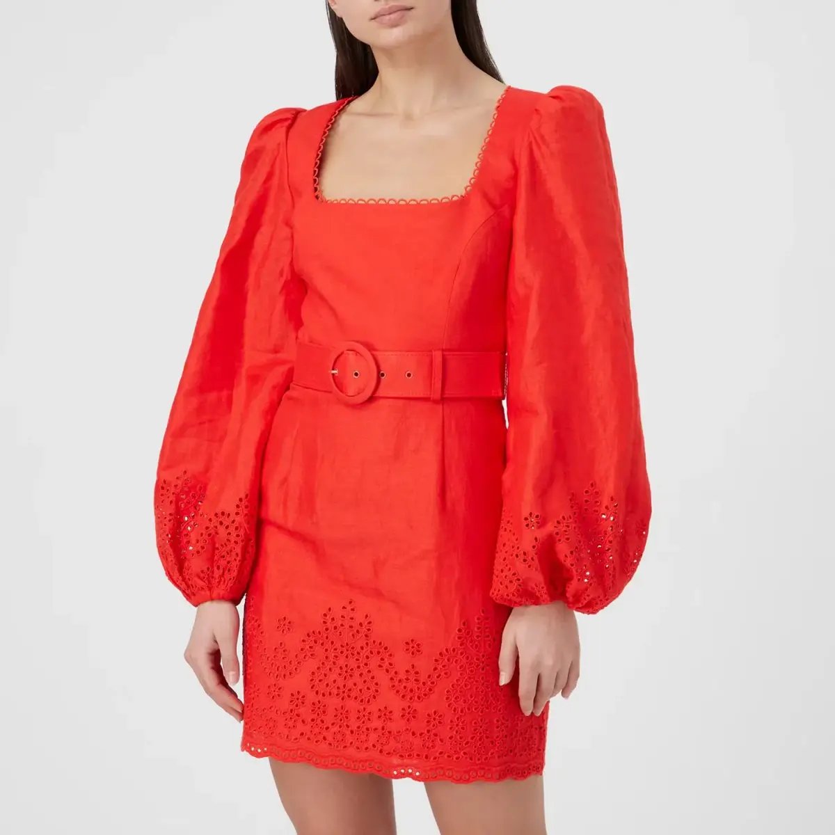 Rebecca Vallance Portia Long Sleeve Mini Dress Red Size AU 4 photo 2