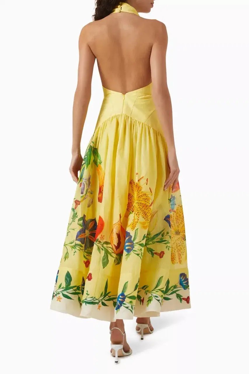 ALEMAIS Dahlia Halter Gown Yellow Size 10 AU photo 12