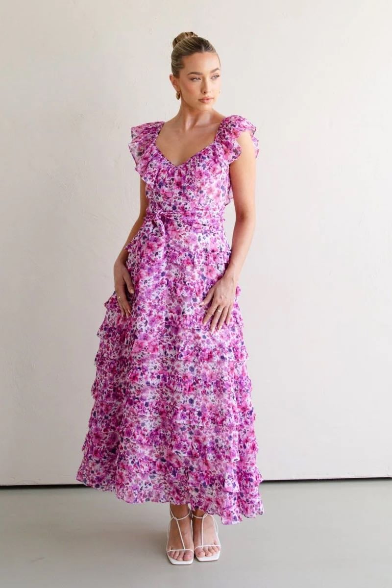 TALULAH PETULA MIDI DRESS - PINK PRINT photo 2