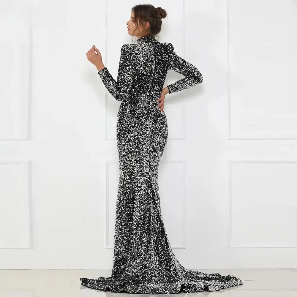 Abyss by Abby Alexia Long Sleeve Gown Gunmetal Size 8 photo 3