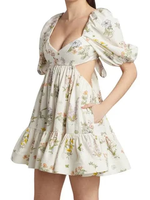 Zimmermann Jeannie Puff Sleeve Mini Dress Floral Size 3/AU 14 photo 2