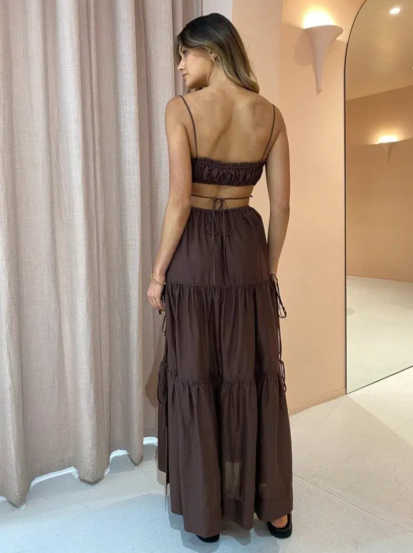 Bec & Bridge Alexandra Tie Maxi Dress in Chocolate Size 10 photo 3
