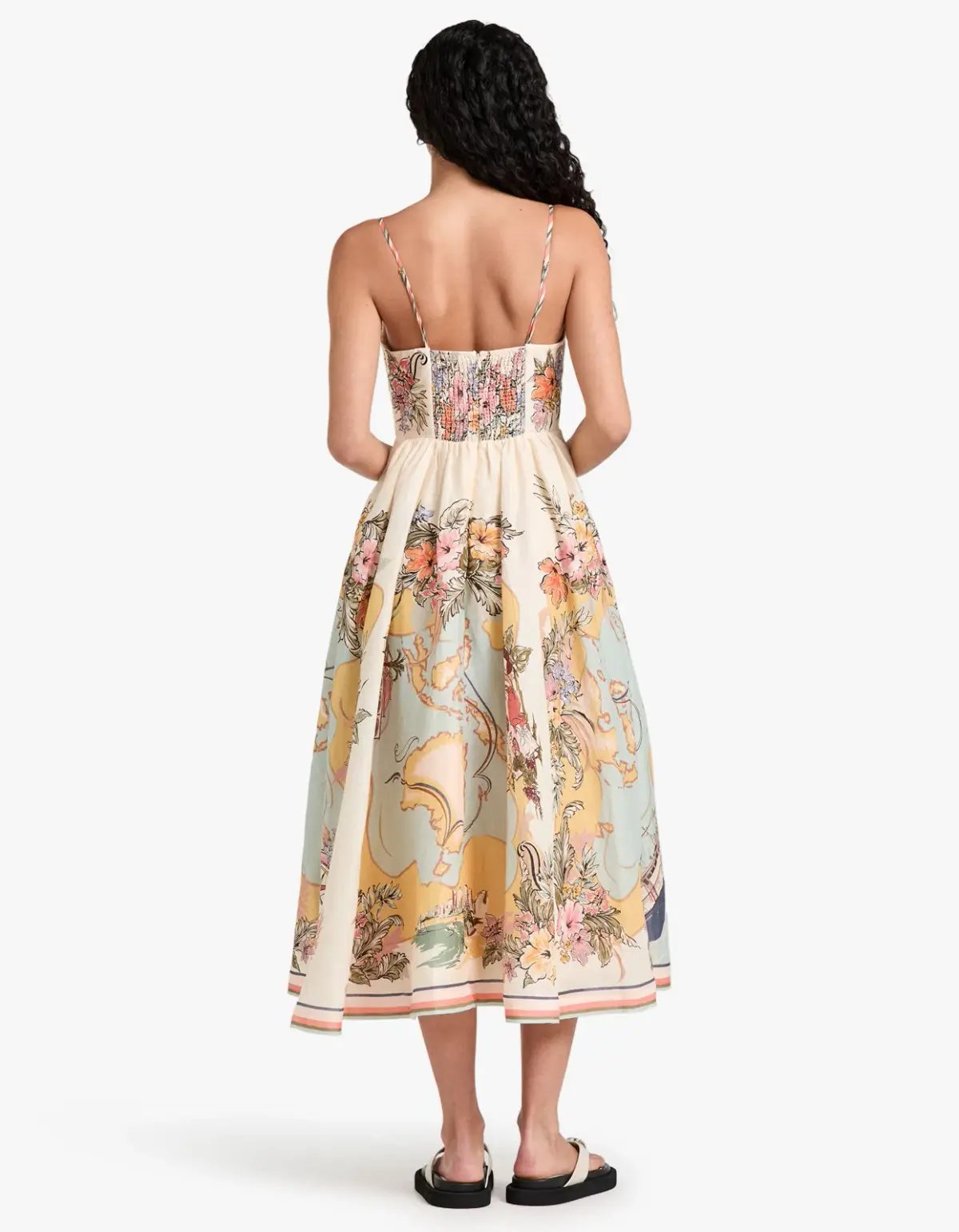 Zimmermann Tallow Tucked Bodice Midi Dress Nautical Map Size 3 / AU Size 14 photo 3