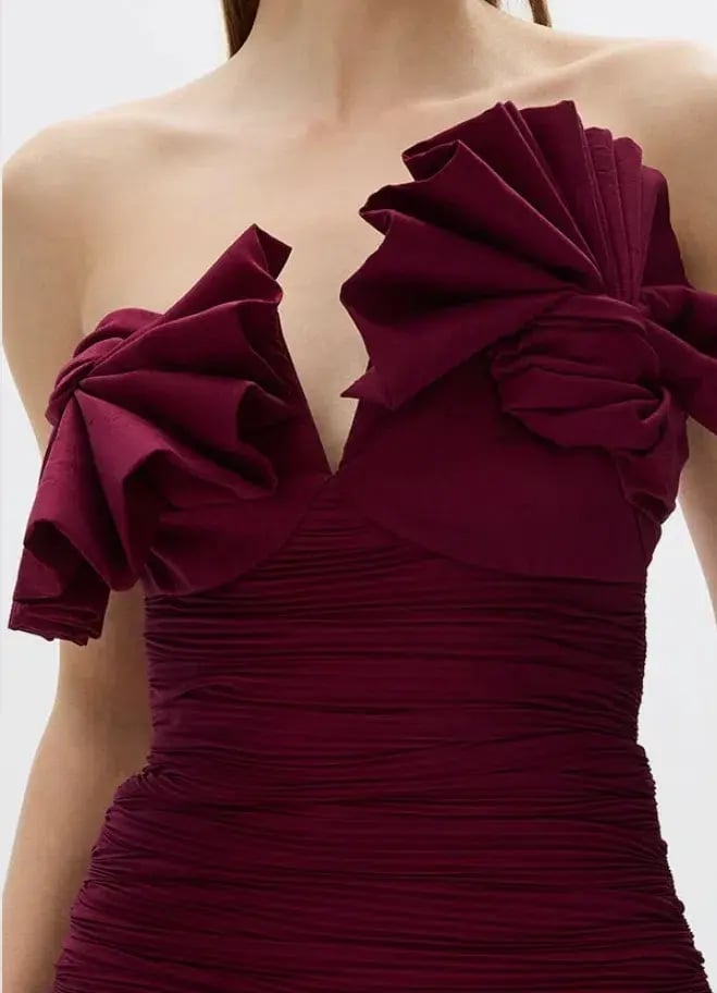 Rachel Gilbert Jensen Maxi Dress Merlot Size 8 photo 6