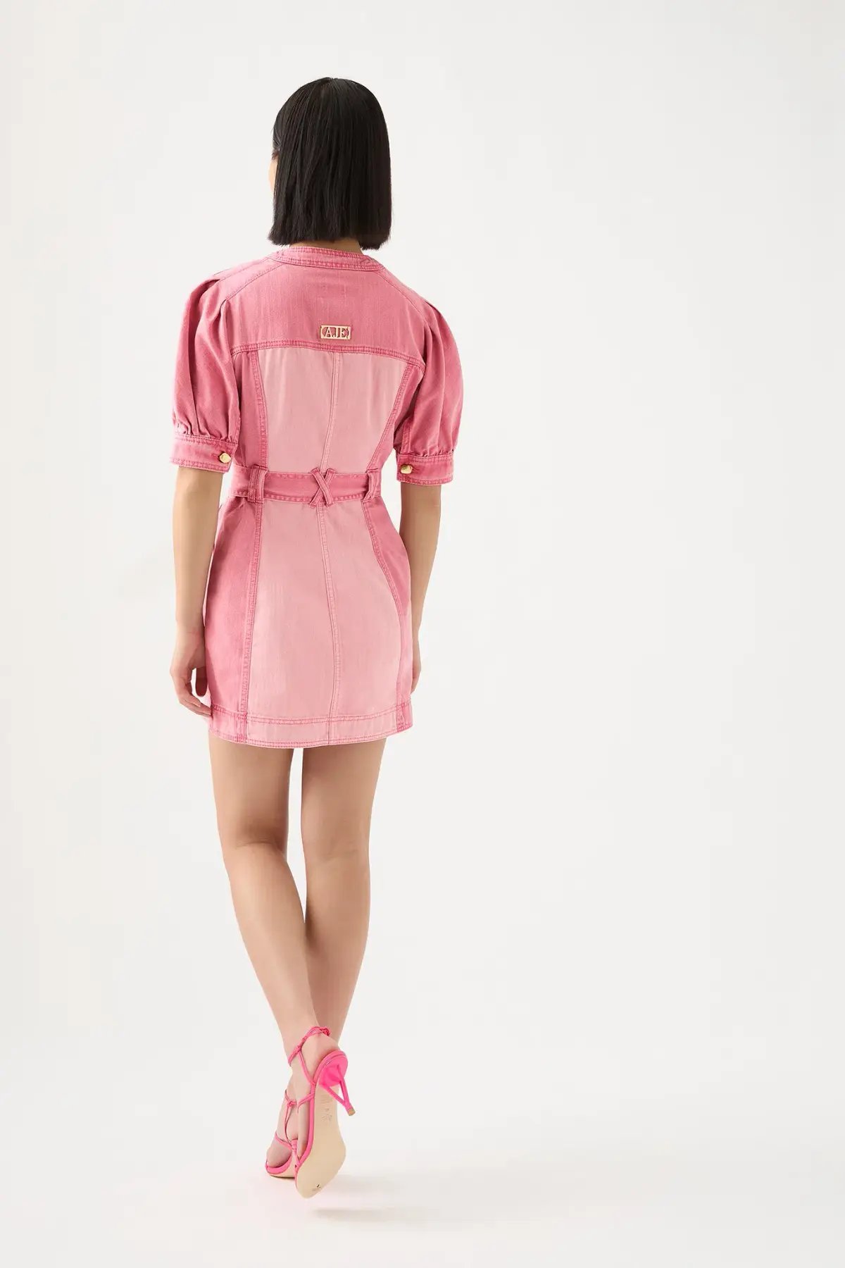 AJE Shades Pink Denim Dress Two Tone Pink Size 6 photo 4