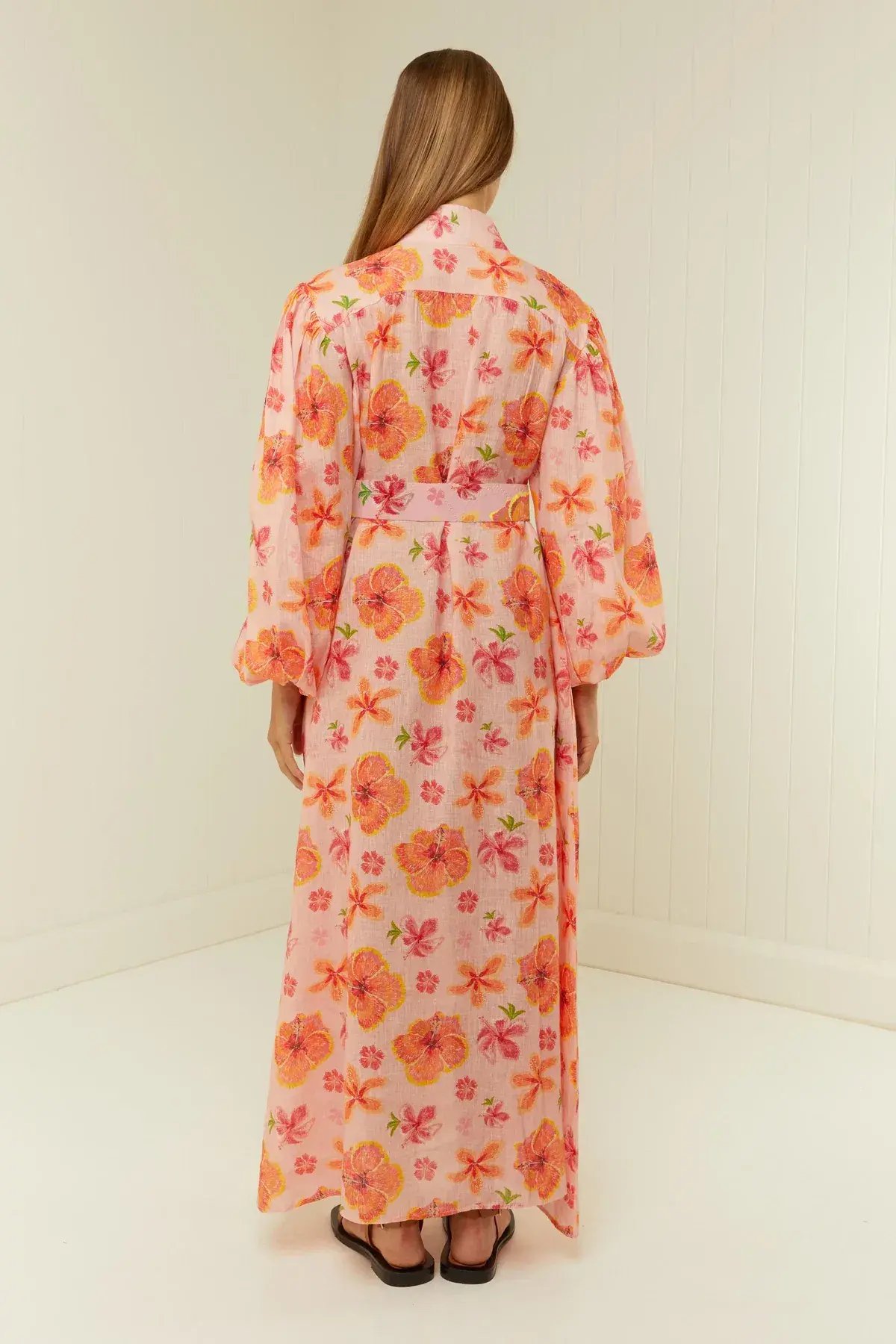 Palm Noosa Noddy Spanish Hibiscus Linen Maxi Dress Floral Size 12 photo 3