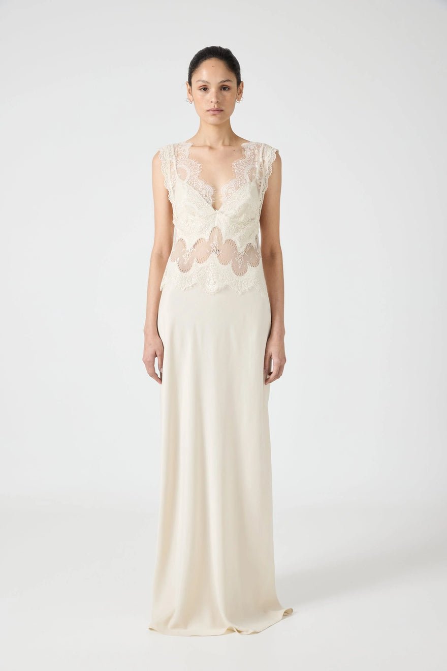 Third Form Visions Lace Floor Length Dress - Buttercream photo 4