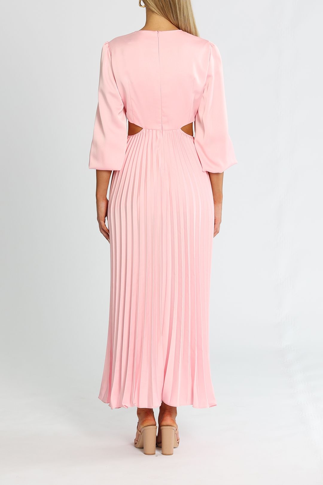 Satin Long Sleeve Midi - Candy Pink photo 3