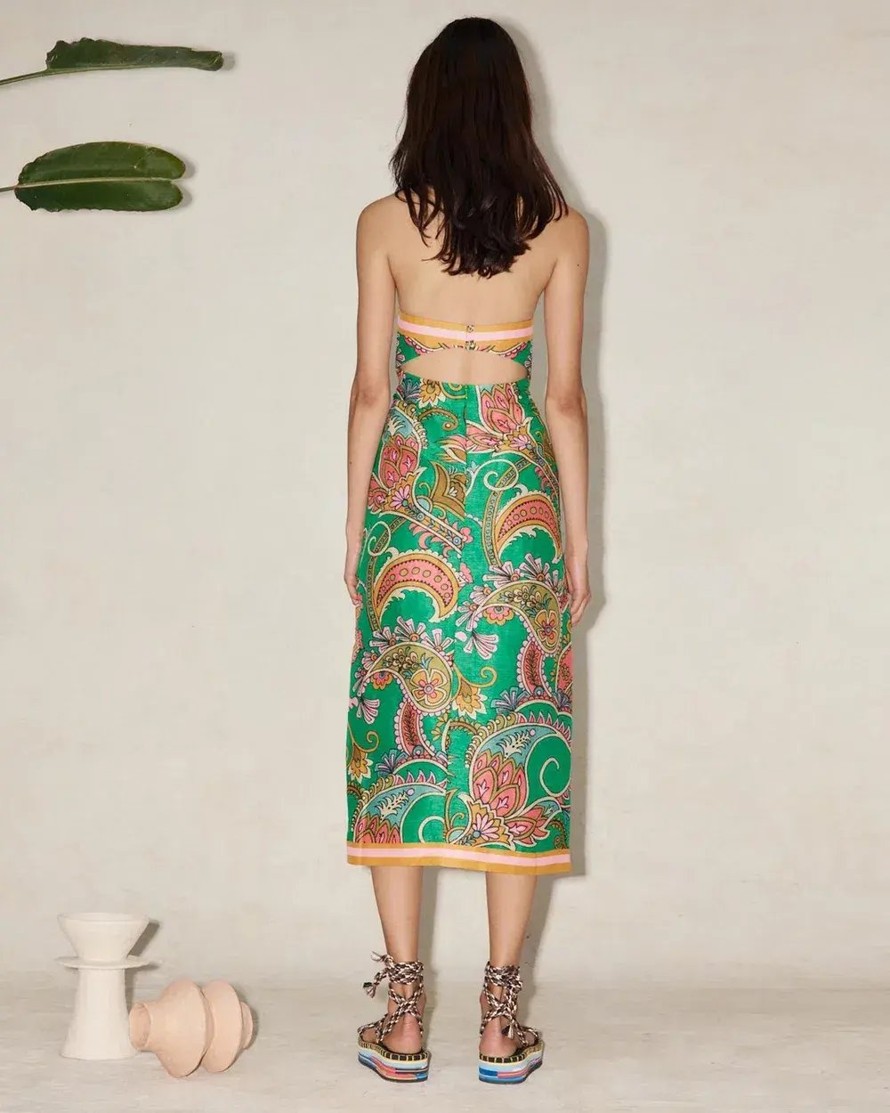 Alemais Marion Bodice Dress Emerald/Print Size 8 photo 3