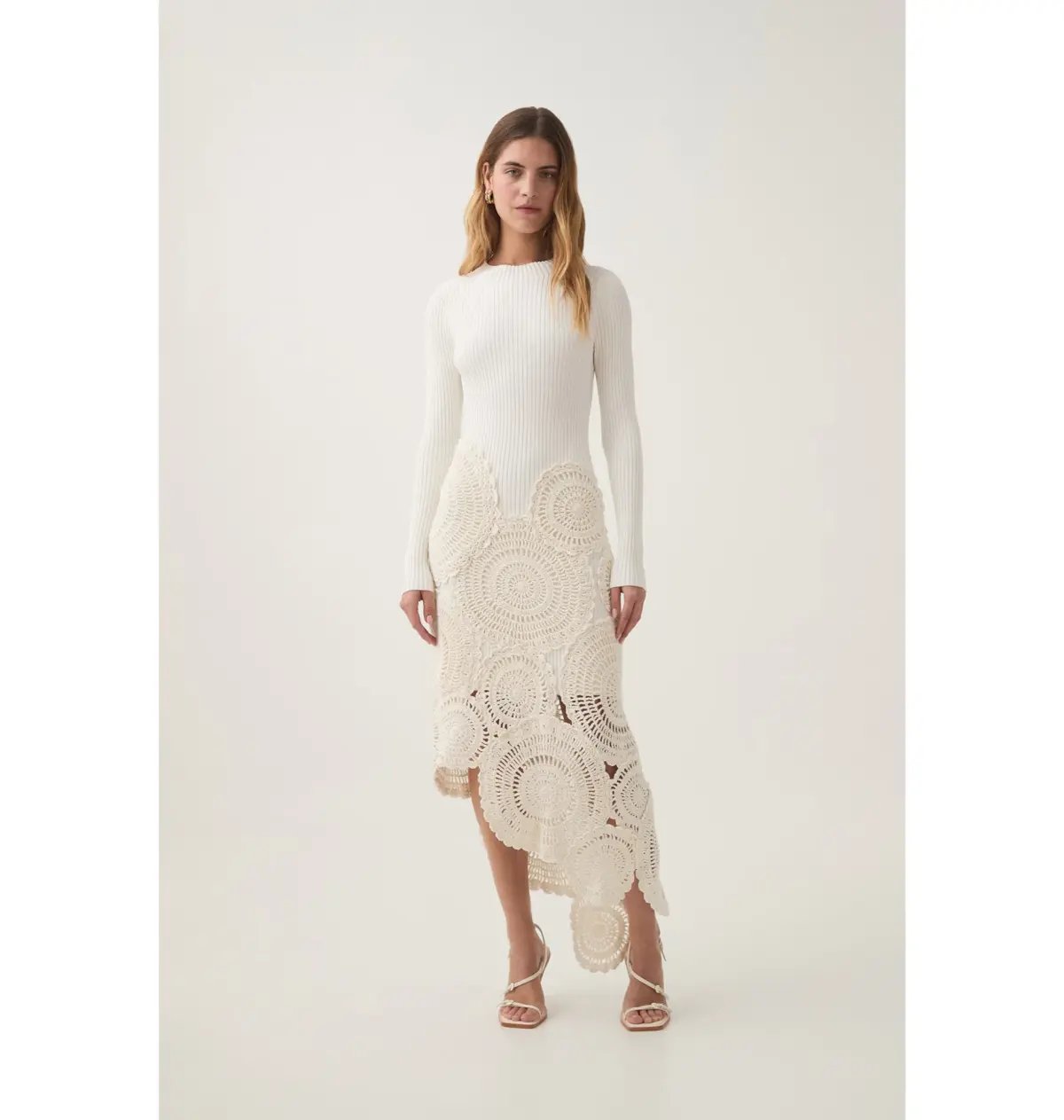 Aje Mosaic Crochet Midi Dress Ivory Size Small / AU 8 photo 2