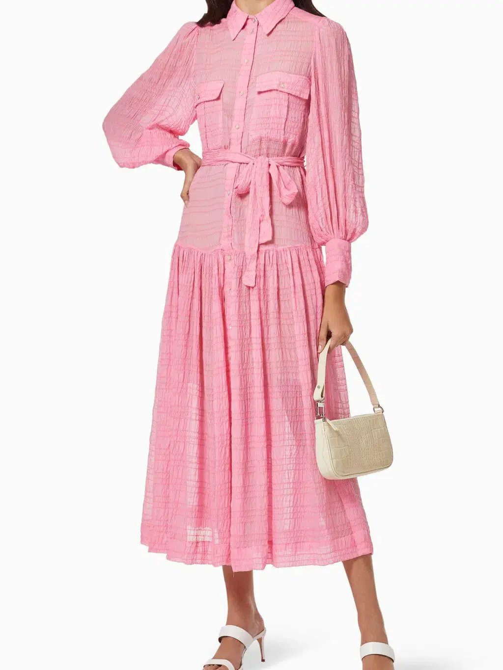 Alemais Antonella Silk Embroidered Shirt Maxi Dress Pink Size 6 AU photo 6