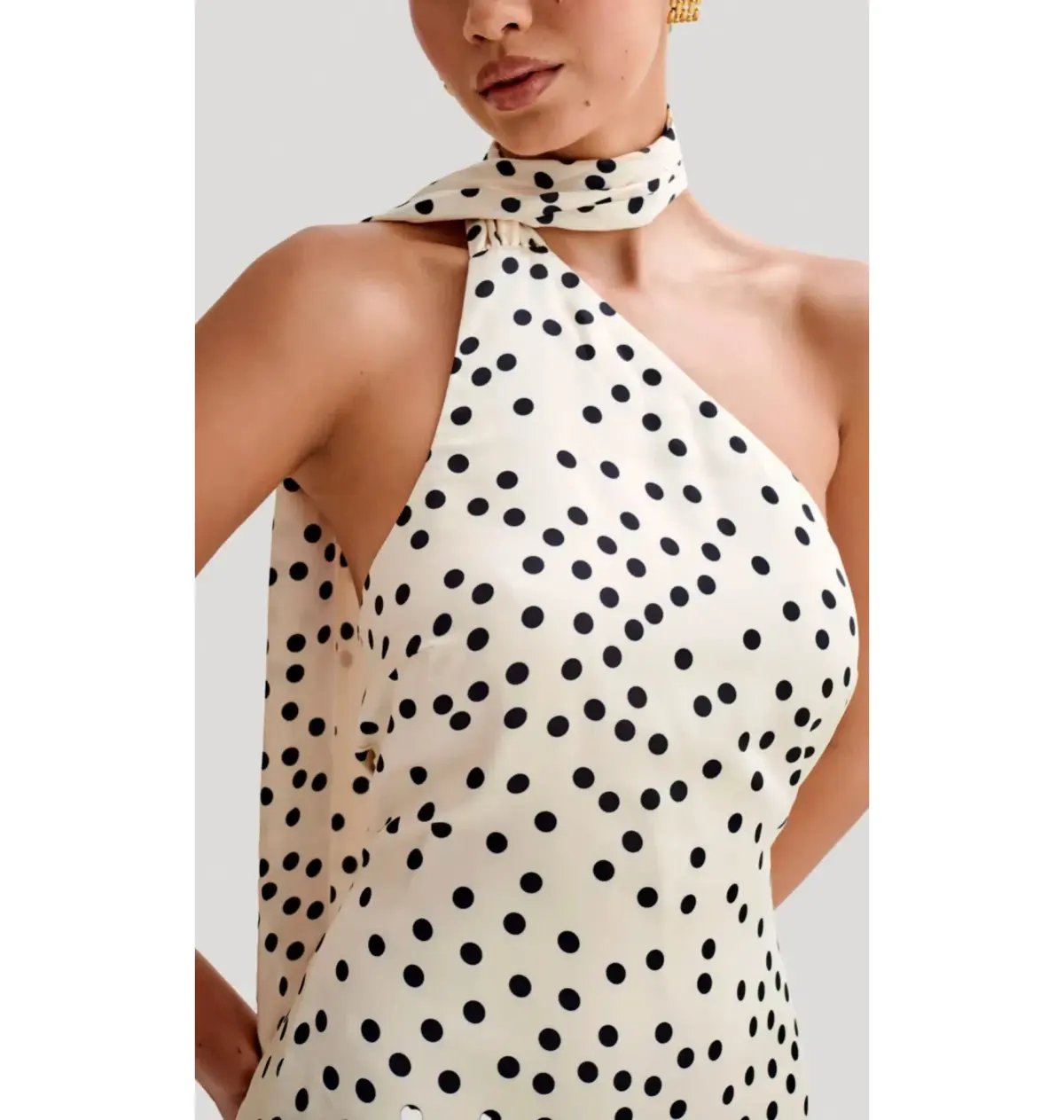 Meshki Joan Satin Asymmetrical Mini Dress Polka Dot Size AU  6 photo 2
