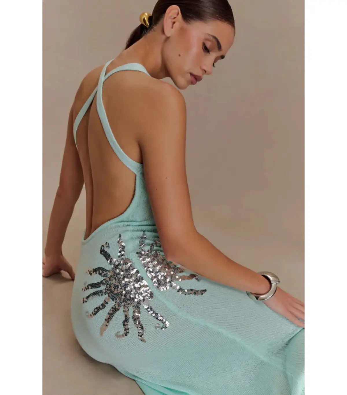 Meshki Ellington Knit Midi Dress in Lagoon Blue Size AU 8 photo 4