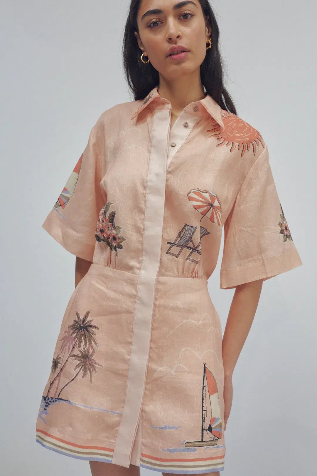 Alemais Marina Mini Shirtdress Print Size 14 photo 2