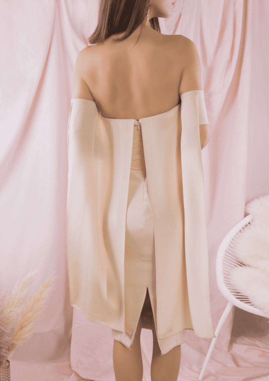 Misha Giselle Silk Dress Cream Size 10 photo 4