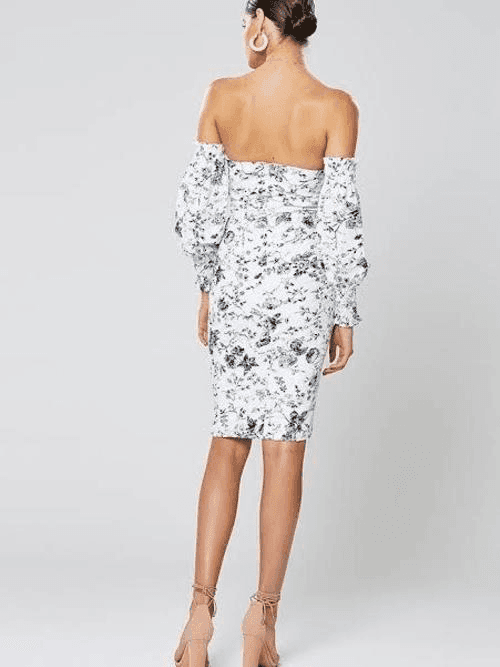 Winona Ming Off-Shoulder Dress Print Size 8 photo 3