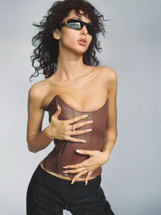 Miaou Leia Leather Corset Brown Size 6 photo 3