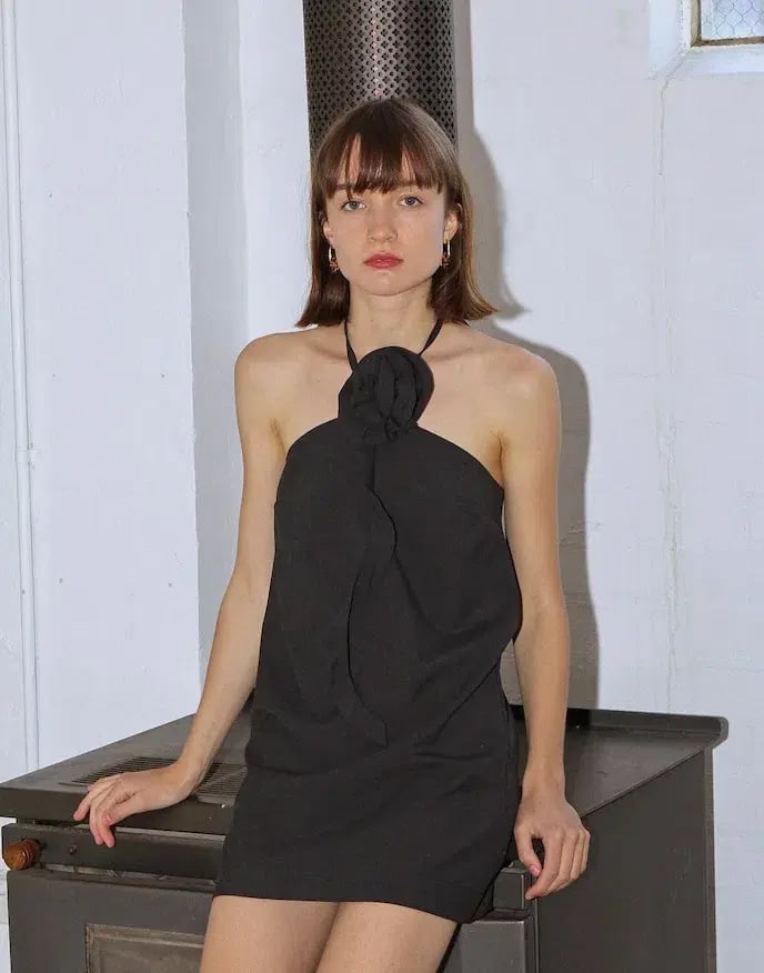 Par Moi Rosette Dress Black Size L/ AU 12 photo 2