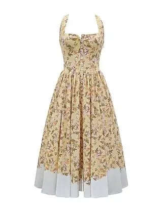 House Of CB Alba Midi Dress Autumnal Honeyflower Print Size 8/S photo 4