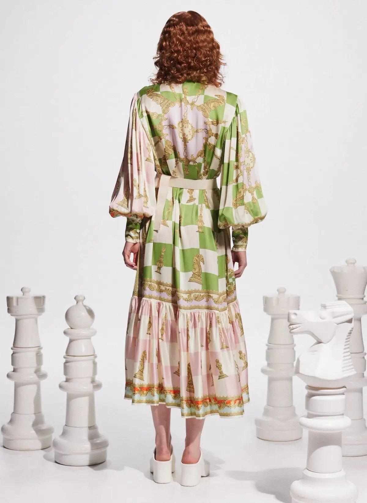 Alemais Checkmate Silk Midi Shirtdress Multi Size 16 photo 3