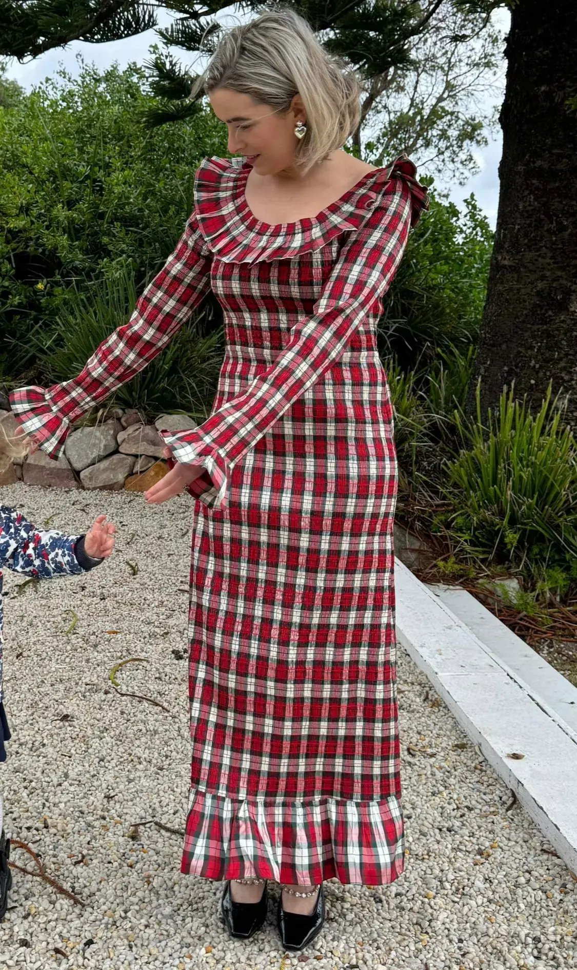 Doen Rosabelle Tartan Long Sleeve Dress Print Size 10 photo 3