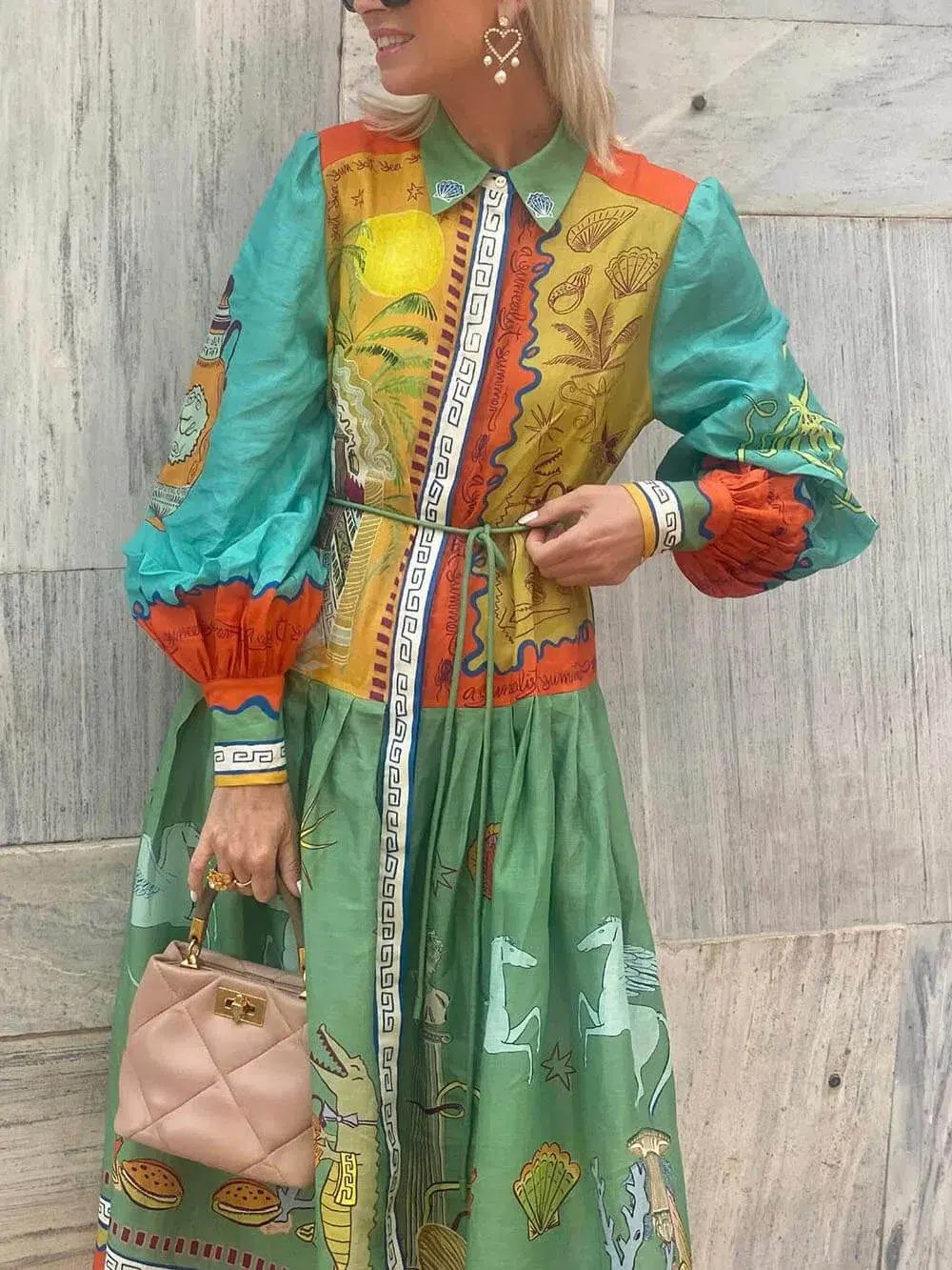 Alemais Surrealist Summer Ramie Midi Shirtdress Size 16 photo 4