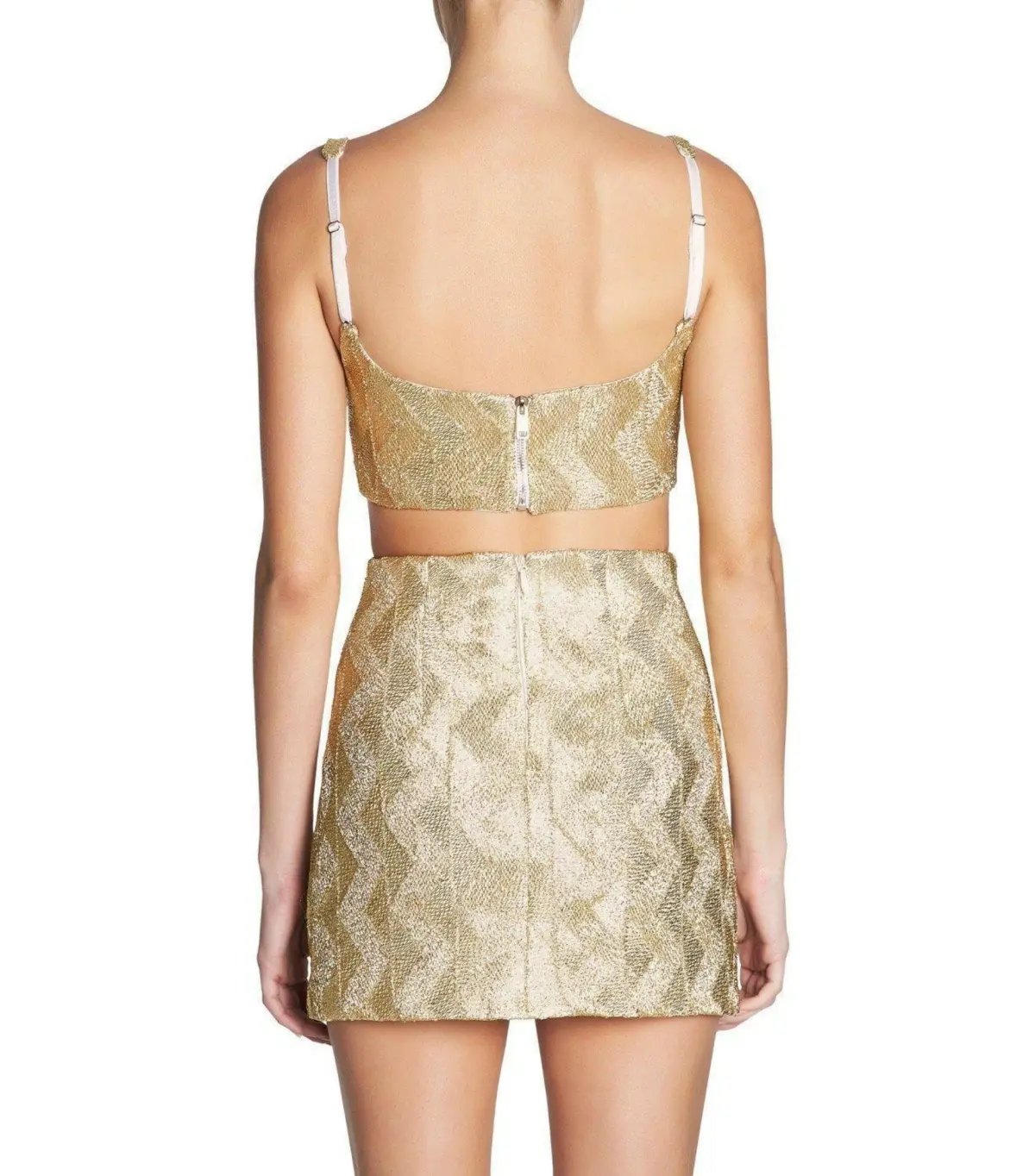 Manning Cartell No Filter Set Crop Top and Mini Skirt Set Gold Size AU 6 photo 2