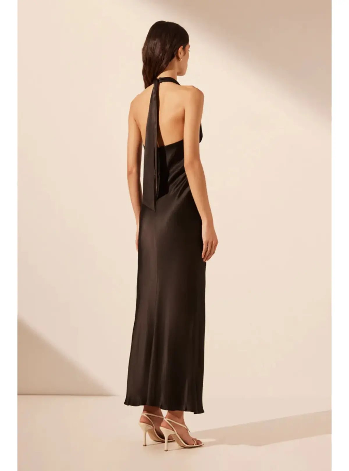 Shona Joy La Lune Plunged Halter Midi Dress Black Size AU 14 photo 4