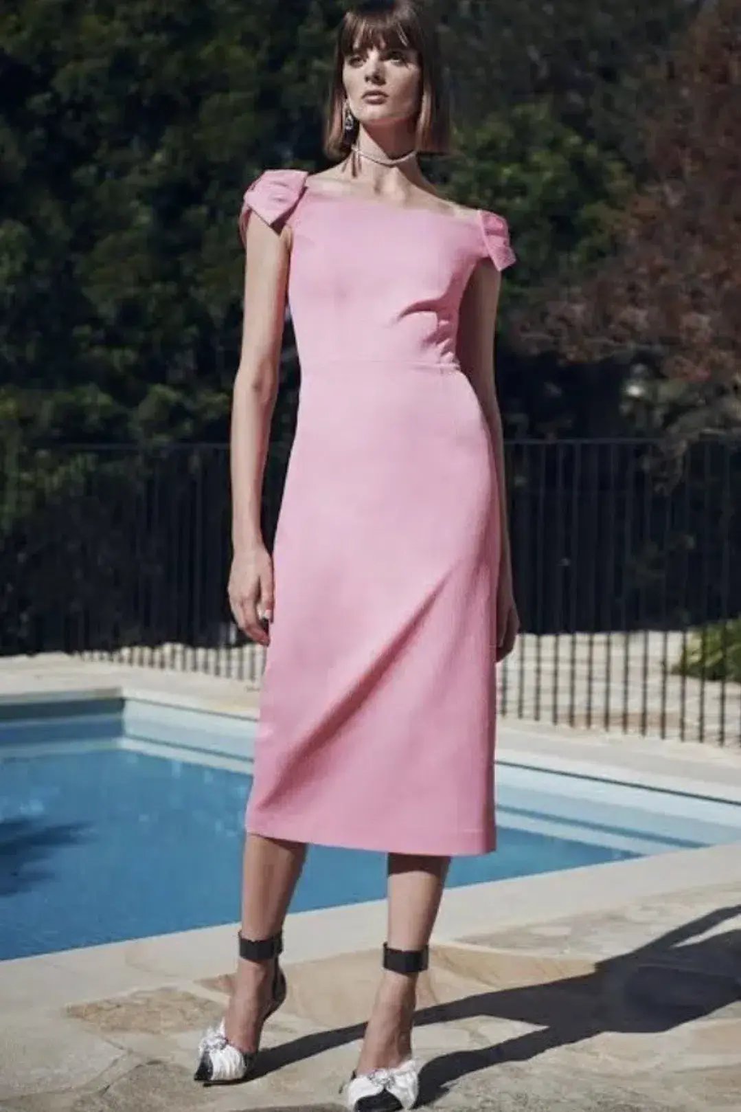 Rebecca Vallance Winslow Midi Dress Pink Size 14 photo 5