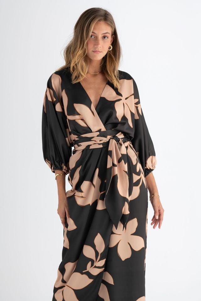 Pasduchas Enigma Wrap Midi Dress - Charcoal photo 2