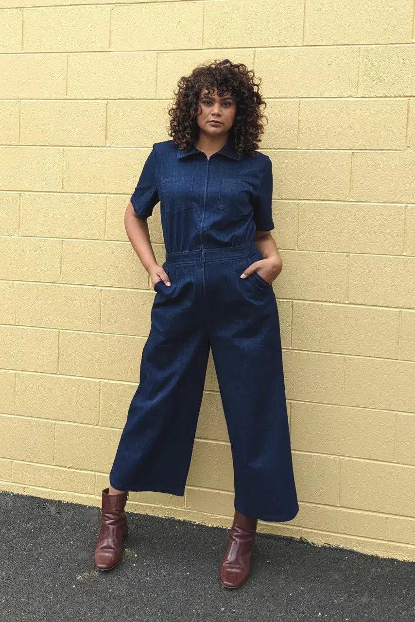 Frock Me Out Denim Freestyler Jumpsuit Dark Indigo Size 18 photo 3