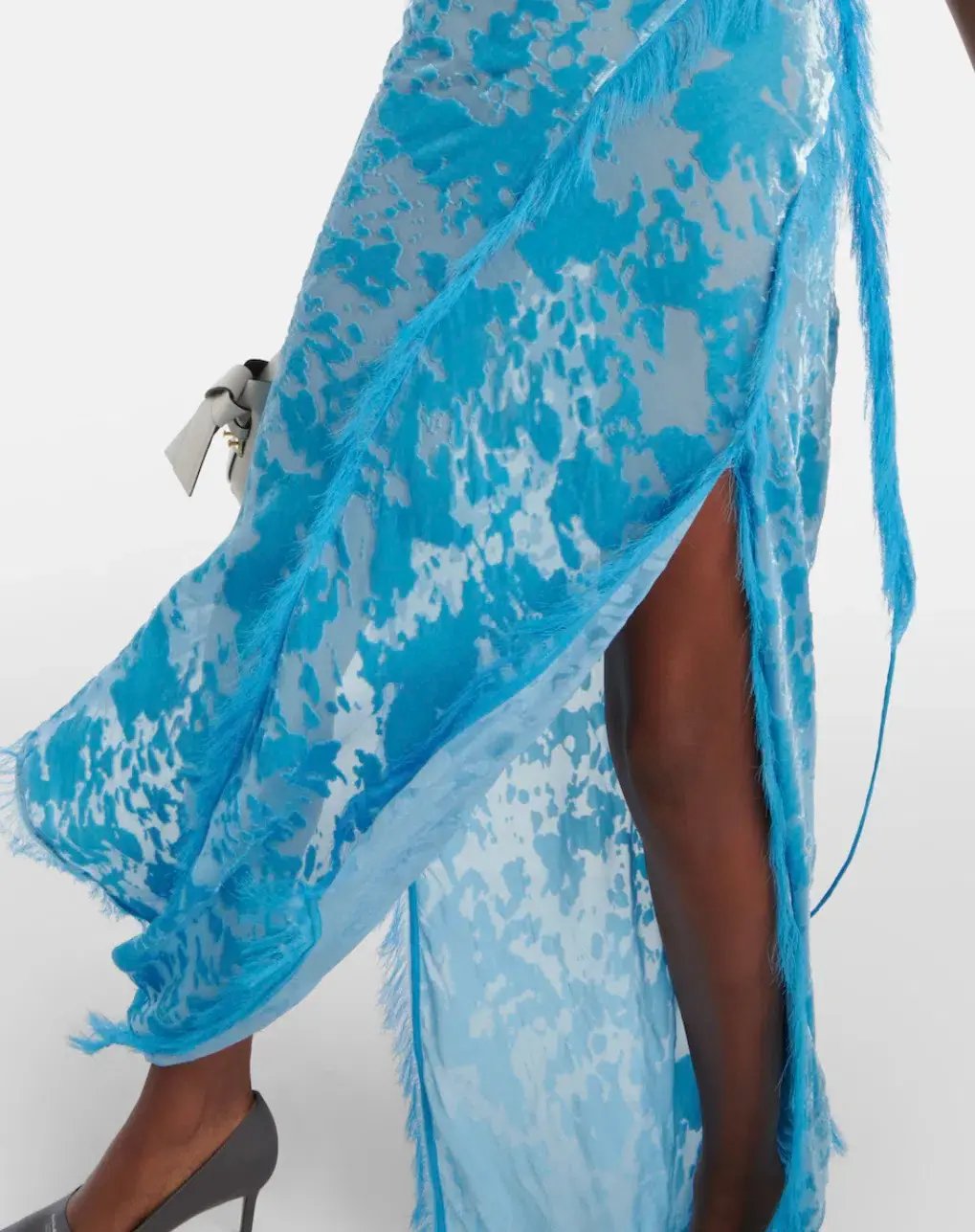 Acne Studios Women's Asymmetric Velvet Maxi Dress Neon Blue Size 34 / AU 6 photo 5