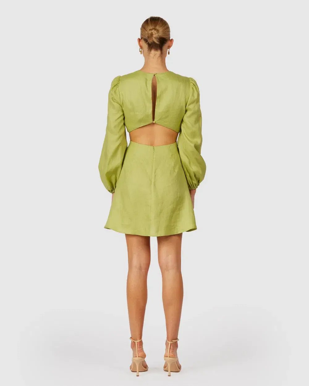 The Wolf Gang Safi Linen Cut Out Dress in Pistachio Green Size XXS photo 2