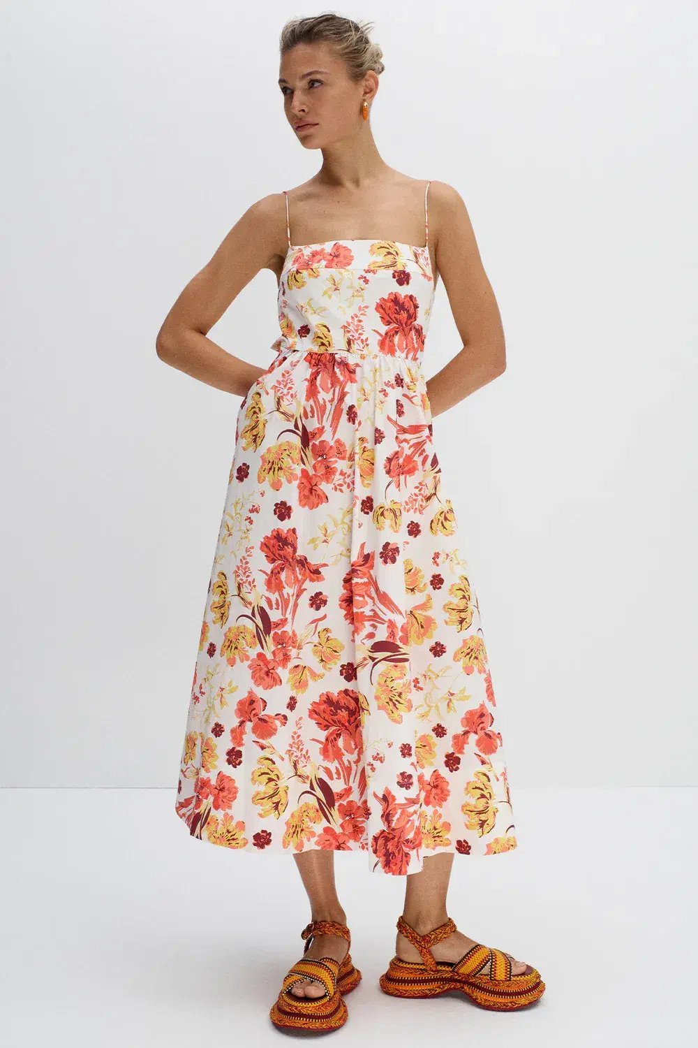 Shona Joy Kalani Low Back Midi Dress Multi Size AU 6 photo 4