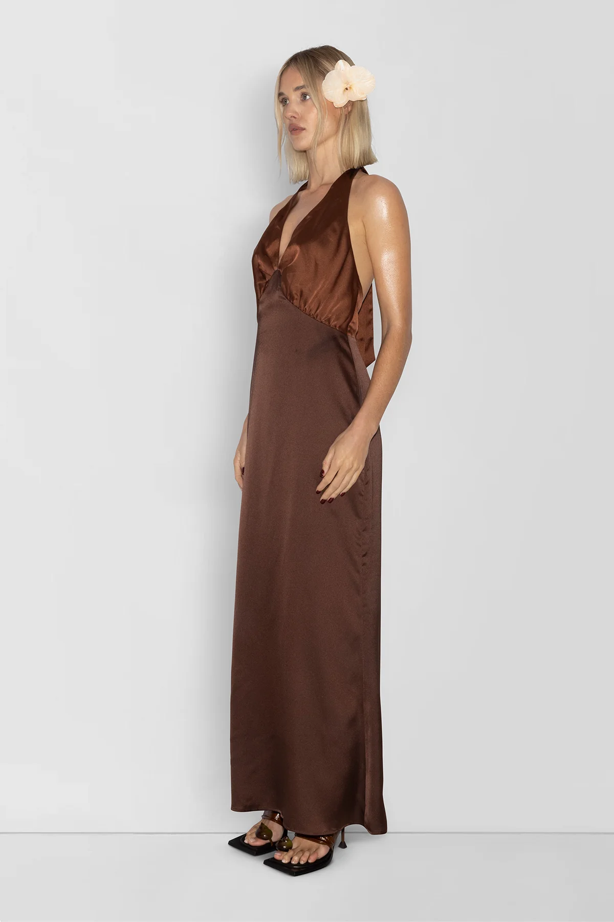 THE WOLF GANG OAHU SLIP DRESS - CHOCOLATE photo 2