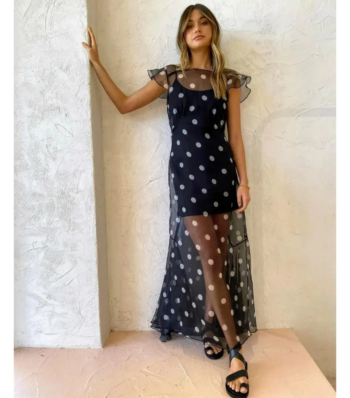 Sir The Label Margot Low Back Gown Black Polka Dot Size 1 / AU 8 photo 3