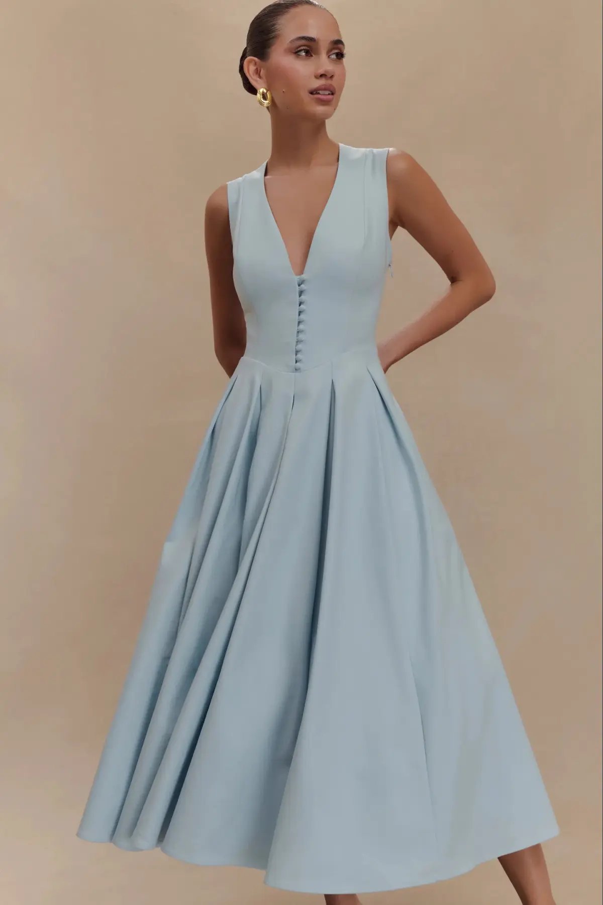 Meshki Keely Cotton Sleeveless Midi Dress - Sky Blue photo 3