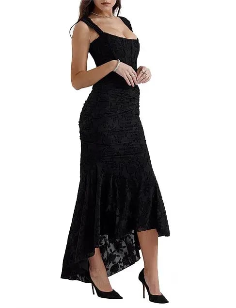House of CB Cesca Corset Ruched Maxi Dress Black Size XS / AU 6 photo 3