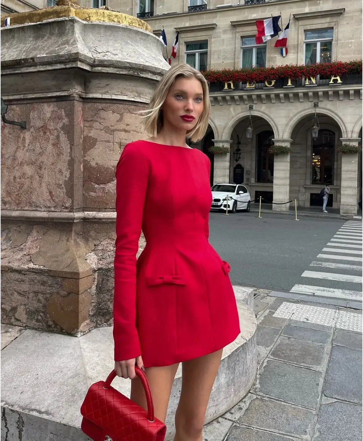 Helsa The Parasol Mini Dress in Lipstick Red Size XXS / AU 4 photo 4