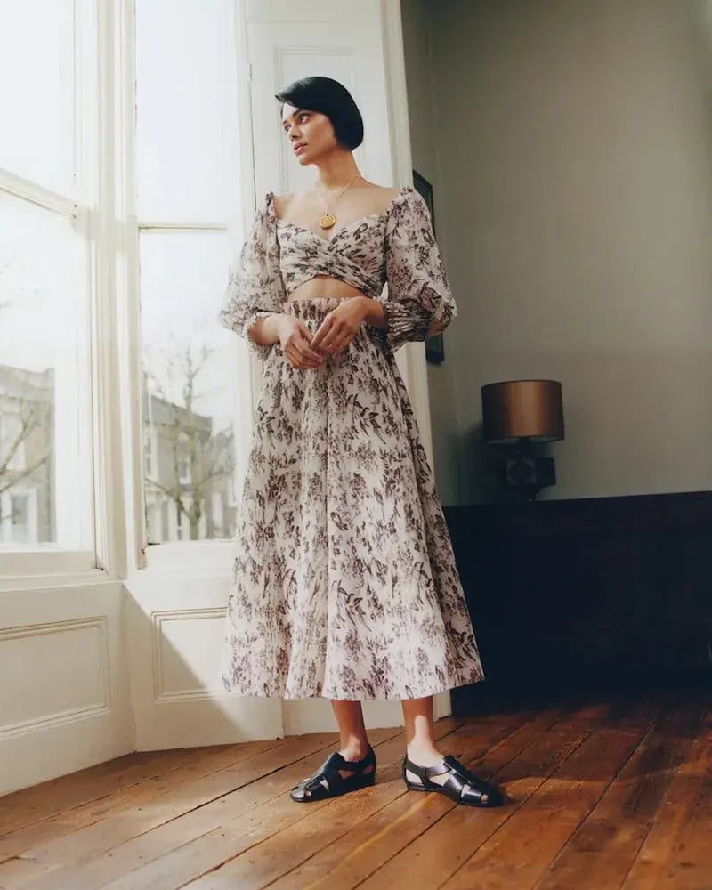 Zimmermann Pleated Bodice Size 2/Au 12 and Midi Skirt Size 1/ AU 10 Set Print photo 2