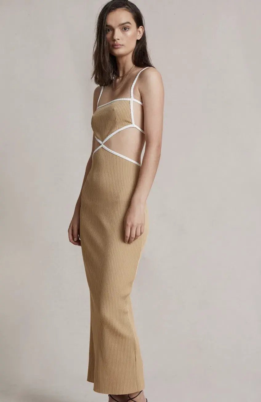Bec & Bridge Coyote Midi Dress in Camel - Size 6 photo 7